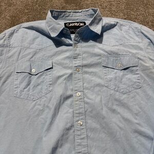 CARBON mens western wear style shirt light blue XXL great condition big and tall